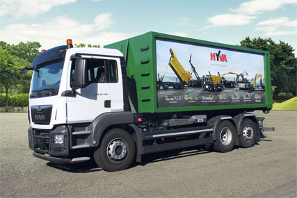 Innovative graphic design and photoshop composite creation for Hyva trucks transport in Europe Netherlands UK Germany